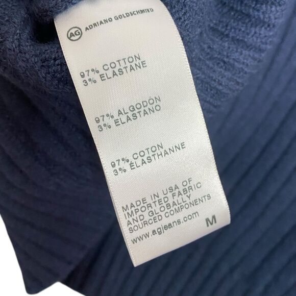 AG Adriano Goldschmied Cardigan Sweater Mens M Blue Ribbed Elbow Patch Wool NEW - Picture 9 of 10